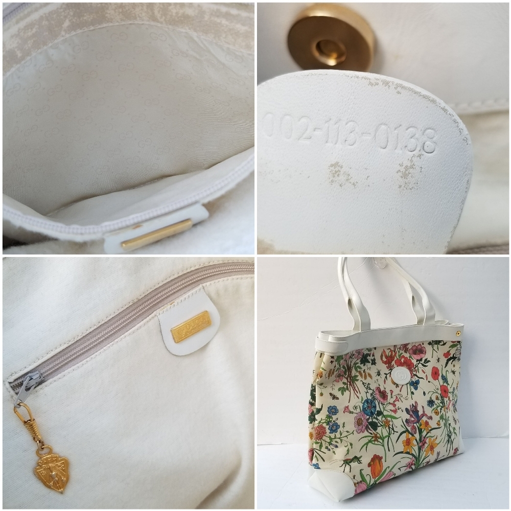 Fabulous  Rare Vintage Gucci  Flora Floral Tote Bag - White and Multicolor - Picture 12 of 16